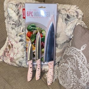 💖NWT AR+Cook Pastel Pink 6PC Knife Set